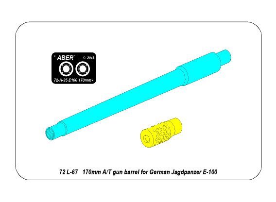 Aber 72L-67 170 mm A/T gun barrel for German Jagdpanzer E-100 1/72 – zdjęcie 9