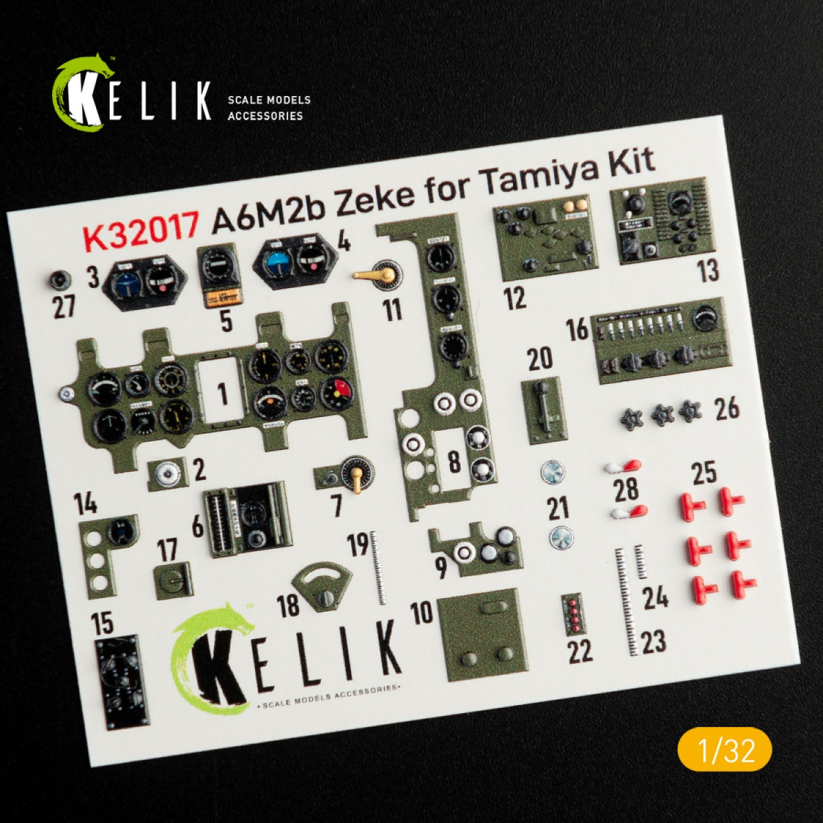 KELIK K32017 A6M2B ZEKE - INTERIOR 3D DECAL FOR TAMIYA KIT 1/32 – obrázek 2