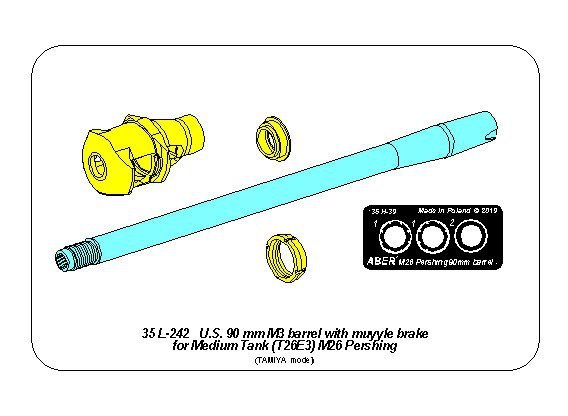 Aber 35L-242 90mm M3 Barrel with Brake for T26E3 1/35 – image 15
