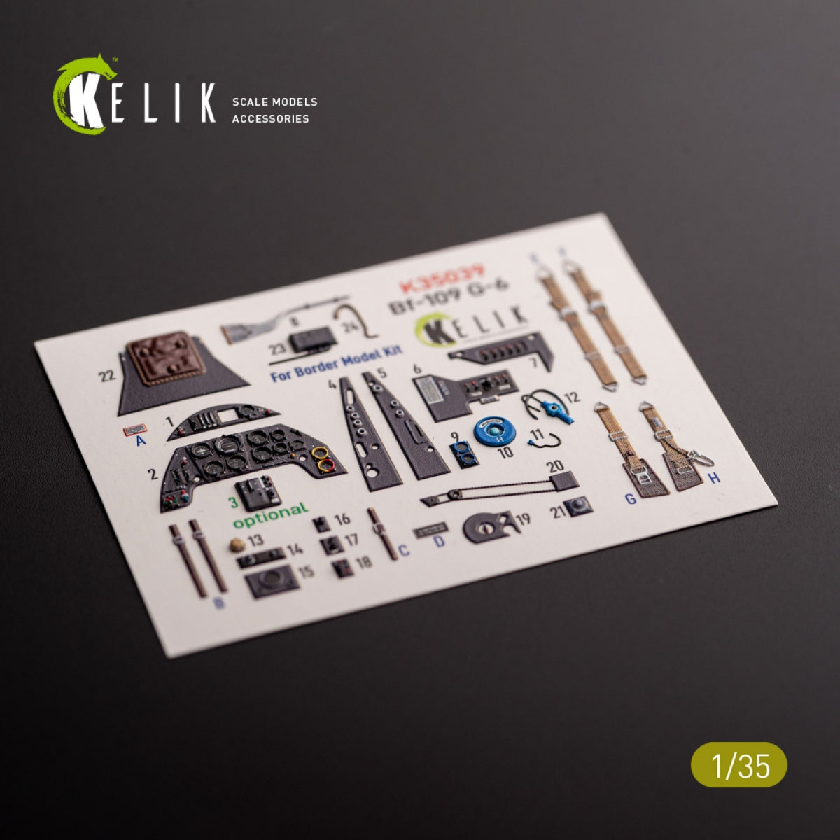KELIK K35039 Bf-109 G-6 - interior 3D decals for Border Models kit 1/35