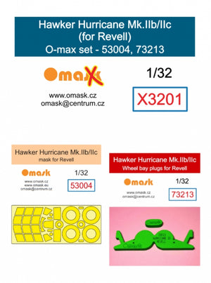 Omask X3201 Hawker Hurricane Mk.IIb/IIc O-Max Set (masks and EVA wheel bay plugs) (for Revell) 1/32