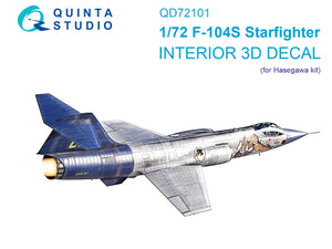 Quinta Studio QD72101 F-104S 3D-Printed &amp;amp; colored Interior on decal paper (Hasegawa) 1/72