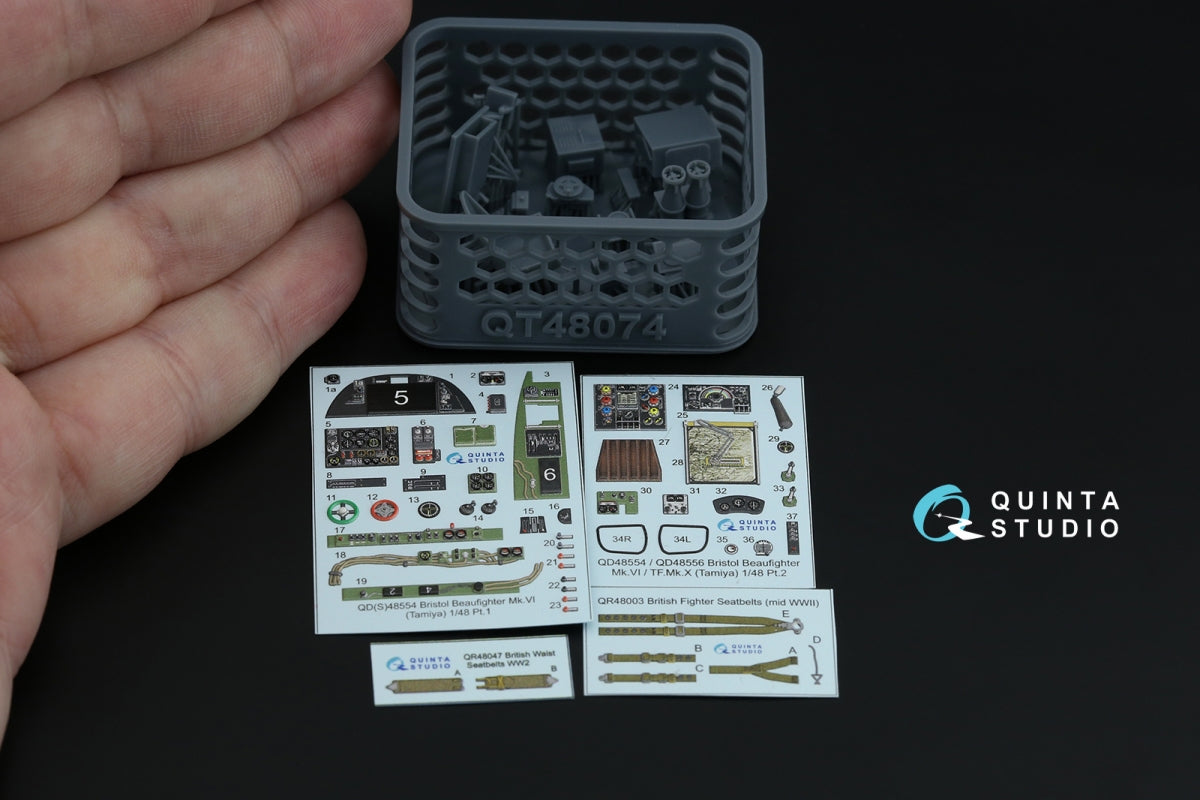 Quinta Studio QD+48554 Bristol Beaufighter Mk.VI 3D-Printed &amp;amp; colored Interior on decal paper (Tamiya) (with 3D-printed resin parts) 1/48 – image 3