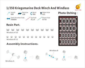 Very Fire DKM04 Kriegsmarine deck winch and windlass 2 types (22 sets) 1/350 – obrázek 2