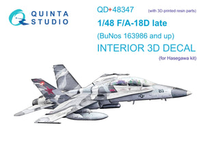 Quinta Studio QD+48347 FA-18D late 3D-Printed colored Interior on decal paper (Hasegawa) (with 3D-printed resin parts) 1/48