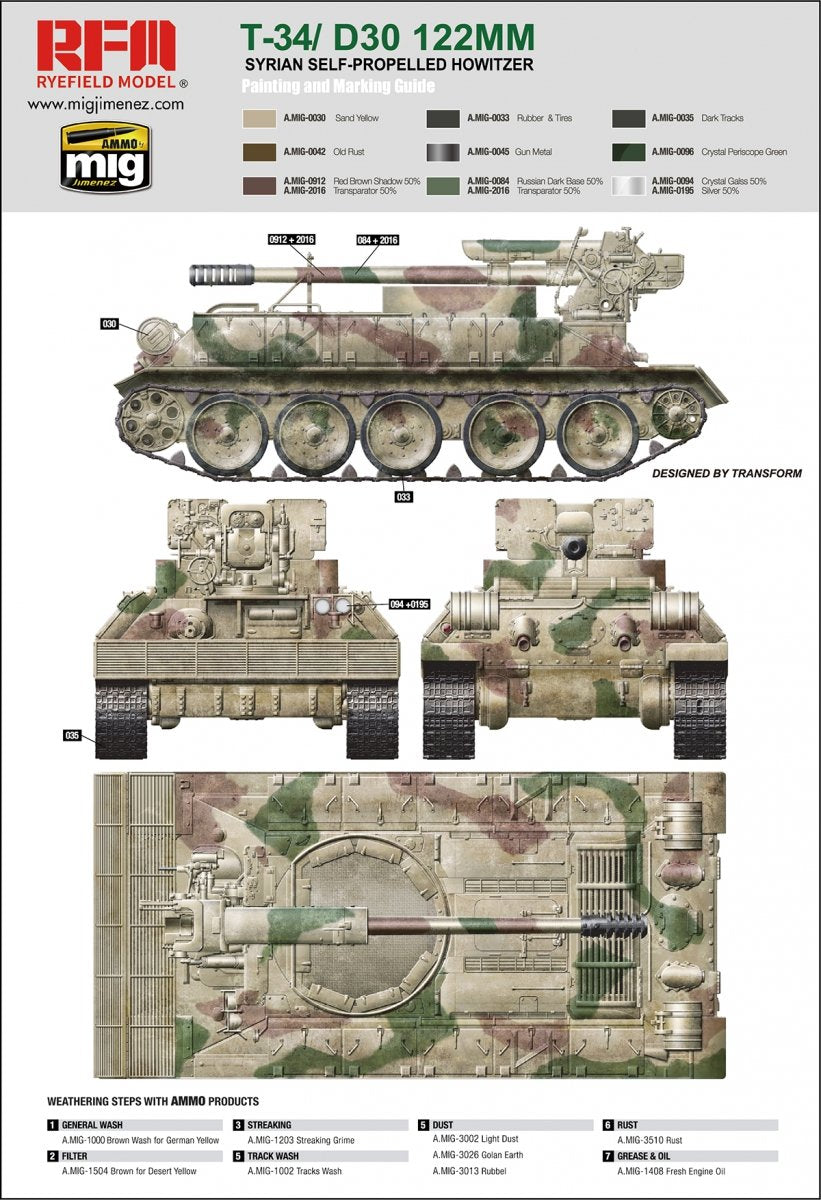 Rye Field Model 5030 T-34/D-30 122MM SYRIAN SELF-PROPELLED HOWITZER 1/35 – immagine 4