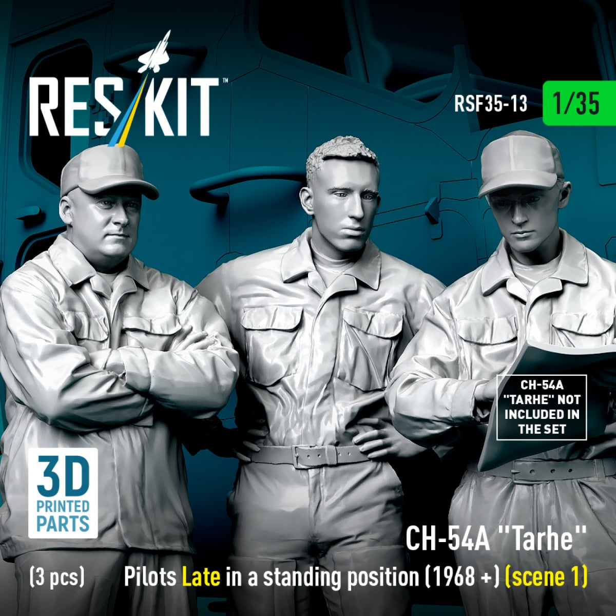 RESKIT RSF35-0013 Pilotes de CH-54A « Tarhe » en position debout (1968 +) (scène 1) (3 pièces) (Impression 3D) 1/35