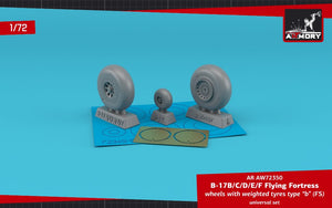 Armory Models AW72350 B-17B/C/D/E/F Flying Fortress wheels w/ weighted tires type “b” (FS) &amp;amp; PE hubcaps 1/72