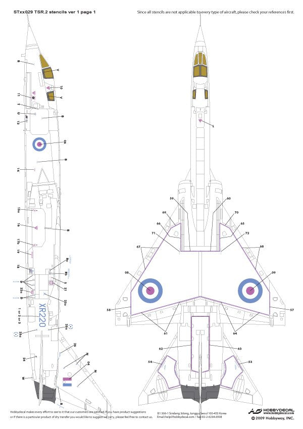 HobbyDecal ST48029V1 BAC TSR.2 Stencils ver 1 1/48 – image 2