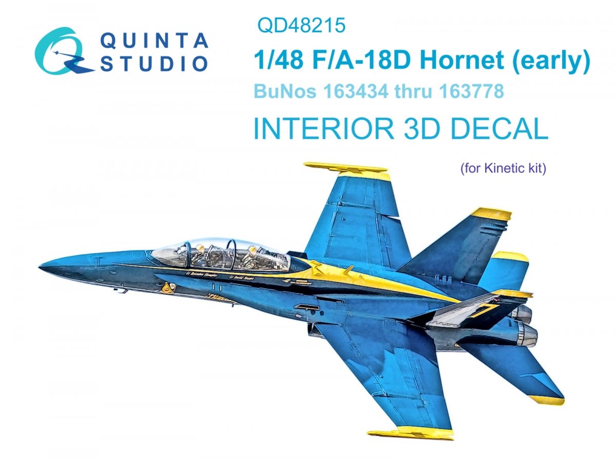 Quinta Studio QD48215 F/A-18D Early 3D-Printed &amp;amp; colored Interior on decal paper (Kinetic) 1/48