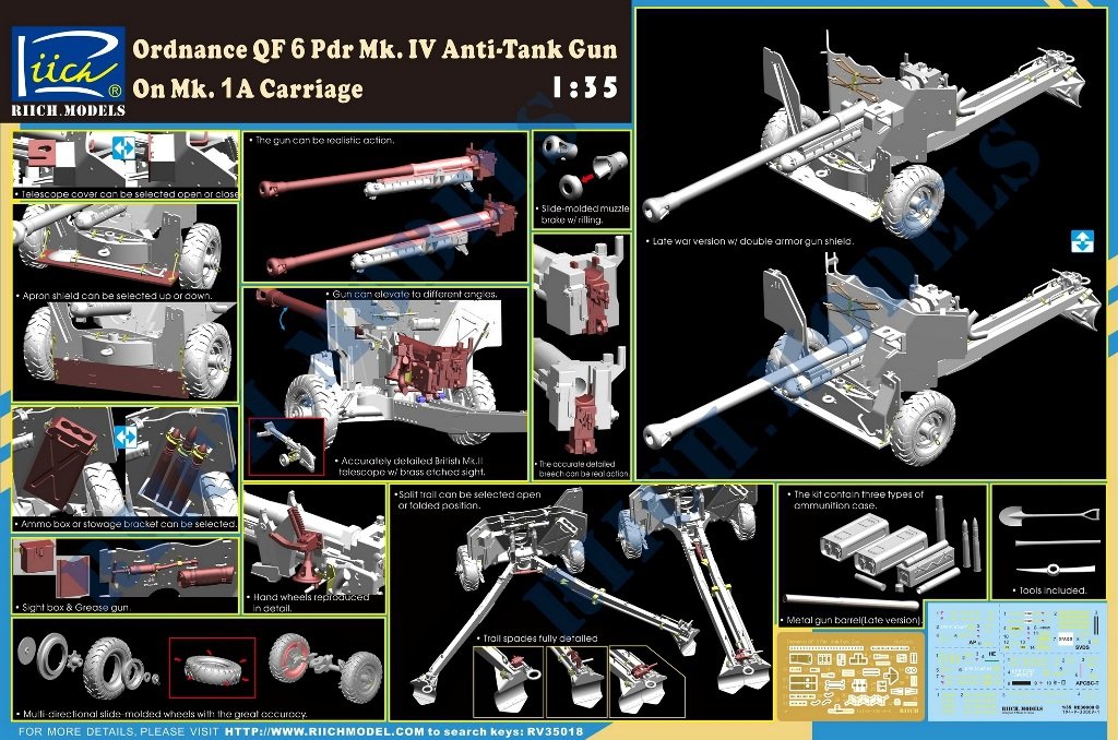 Riich Models RV35018 British Ordnance QF 6 pdr Mk IV Anti-Tank Gun and Mk 1a 1/35 – image 2