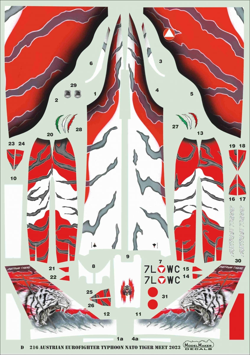 ModelMaker Decals D48216 Austrian Eurofighter Typhoon NATO Tiger Meet 2023 1/48 – obrázek 2