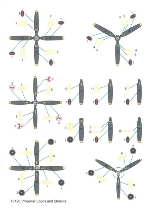 Techmod 48126 Propeller Stencils 1/48 – Bild 3