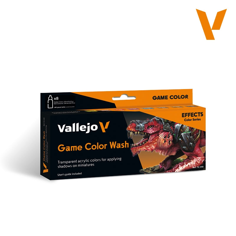 Vallejo 72190 Wash Set - Game Color Effects Color Series - for shadodws on miniatures 8x18ml