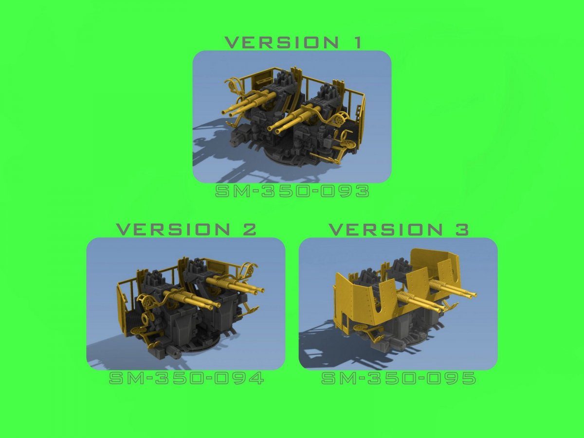 Master SM-350-094 USN 40 mm/56 Bofors quadruple mount ver.2 / with Mk-51 director - (resin, PE and turned parts) - (6pcs) 1/350 – immagine 8