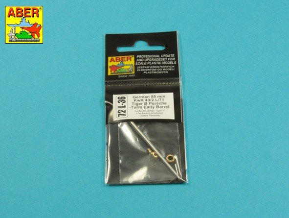 Aber 72L-36 8,8 cm KwK 43L/71 German tank barrel for Tiger II early Porsche turret 1/72 – obrázek 3