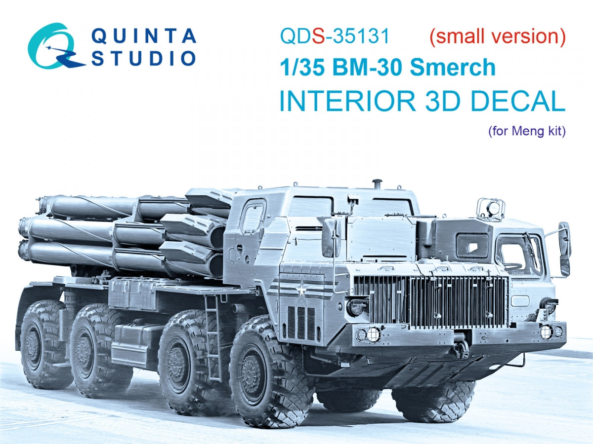 Quinta Studio QDS-35131 BM-30 Smerch 3D-Printed &amp; colored Interior on decal paper (Meng) (Small version) 1/35