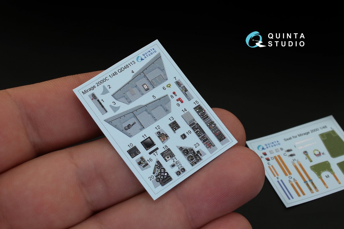 Quinta Studio QD48113 Mirage 2000C 3D-Printed &amp;amp; colored Interior on decal paper (for Kinetic kit) 1/48 – image 3