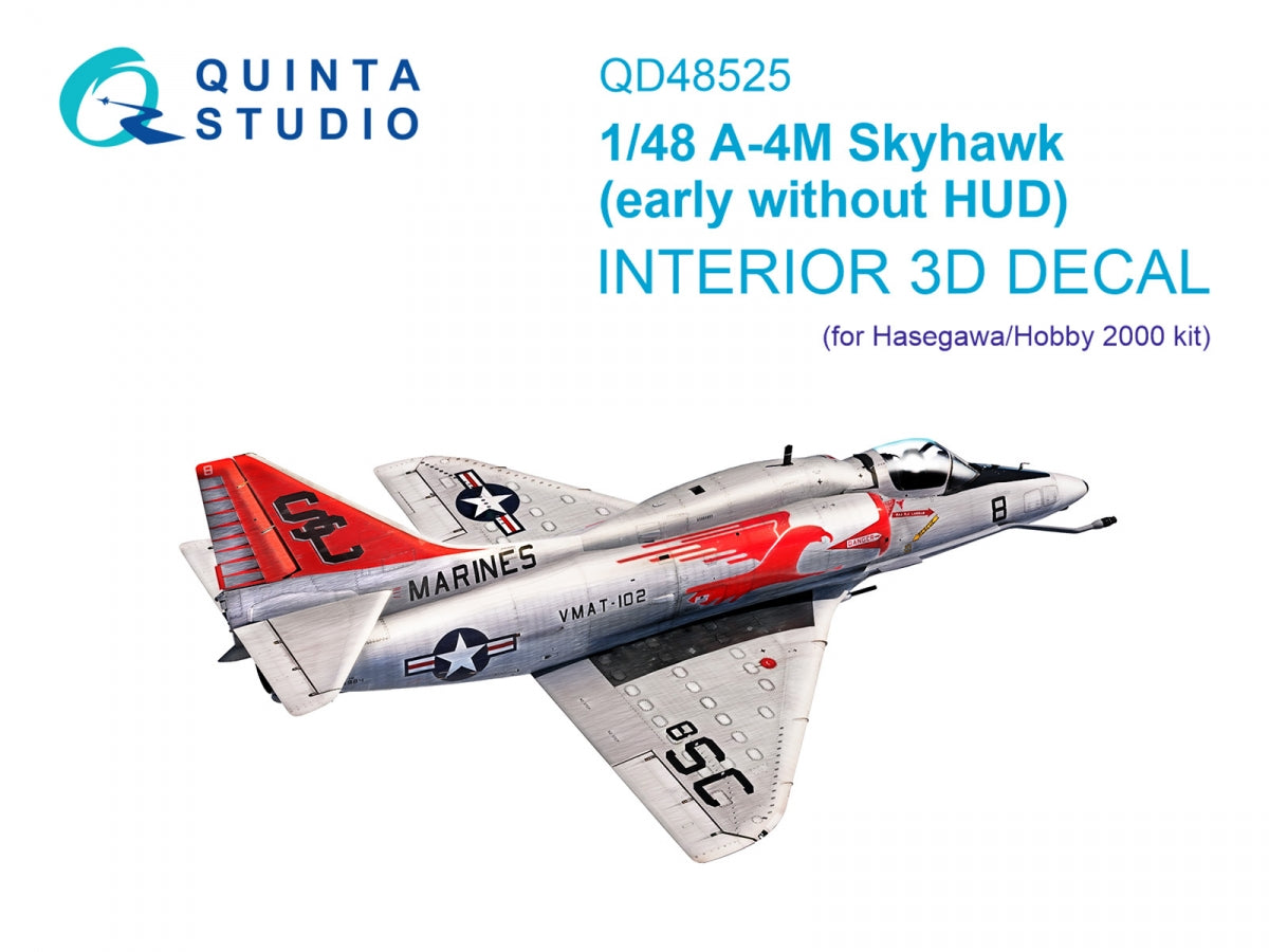 Quinta Studio QD48525 A-4M early 3D-Printed &amp;amp; colored Interior on decal paper (Hasegawa/Hobby2000) 1/48