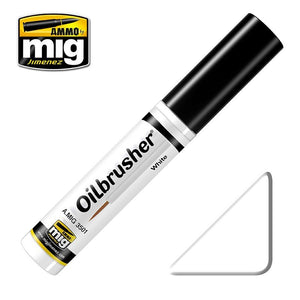 AMMO of Mig Jimenez 3501 Oilbrusher WHITE - oil paint with a brush