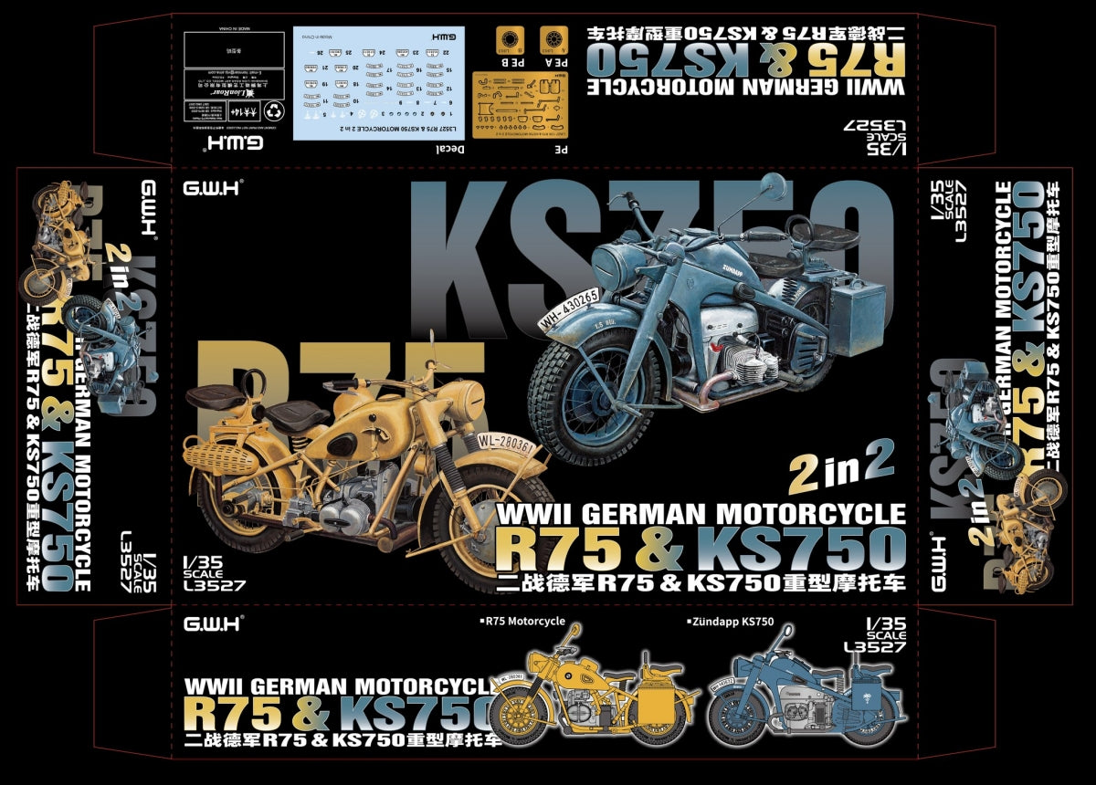 Great Wall Hobby L3527 WWII German Motorcycle R75 &amp;amp; KS750 2 in 2 1/35 – imagen 6