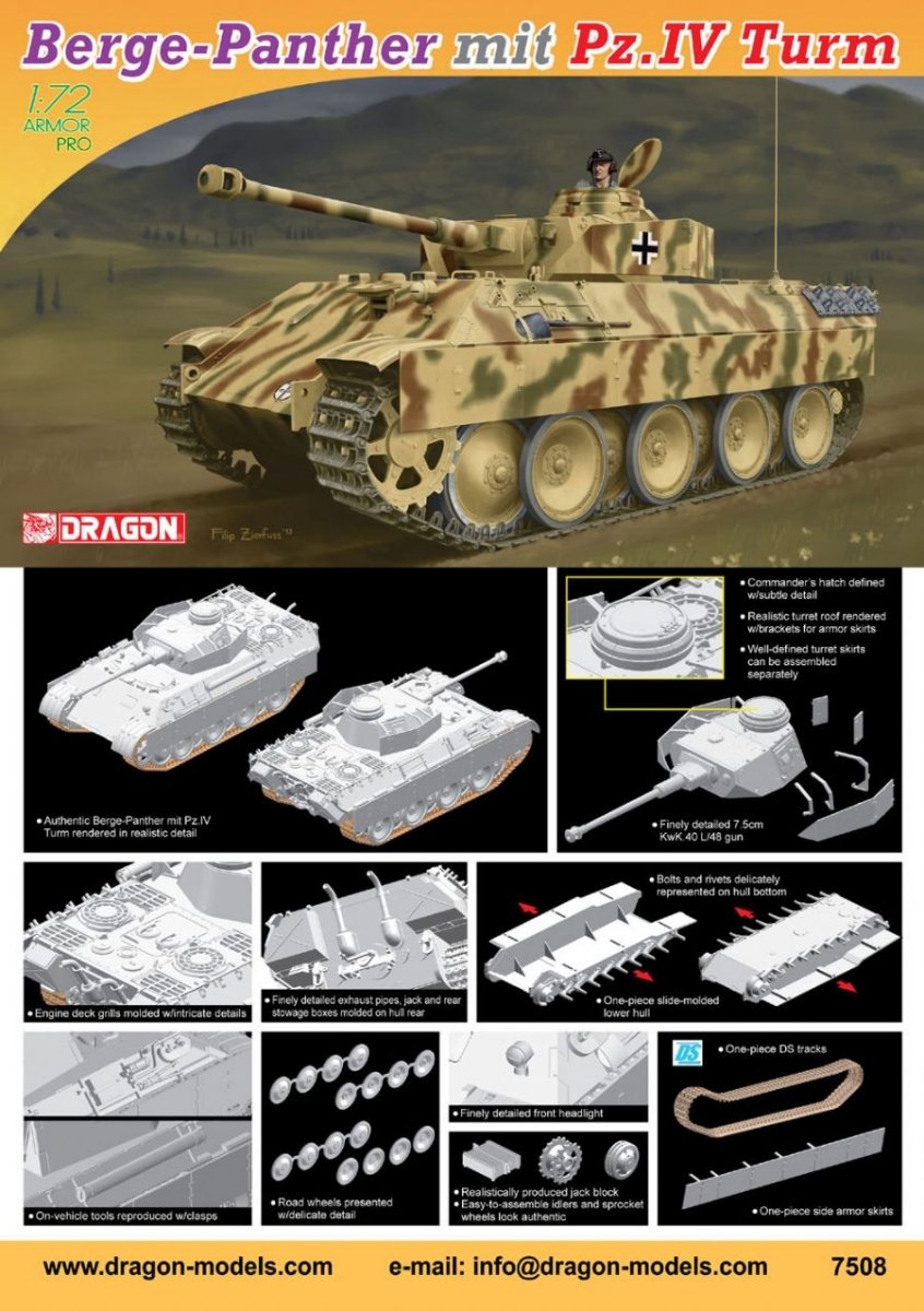 Dragon 7508 Berge-Panther with Pz.Kpfw.IV Turm (1/72) – image 2