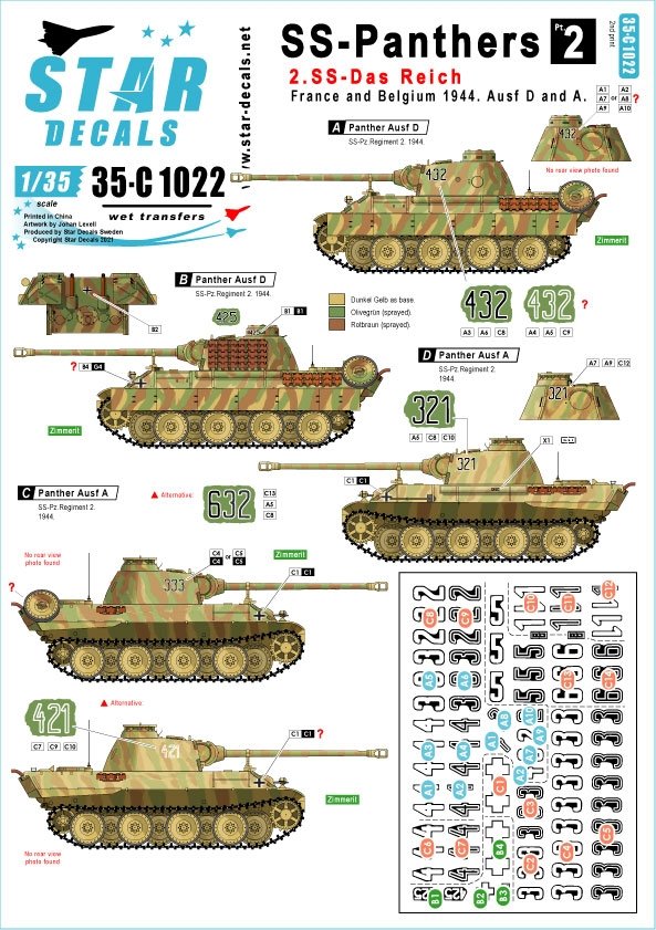 Star Decals 35-C1022 SS-Panthers #2 1/35