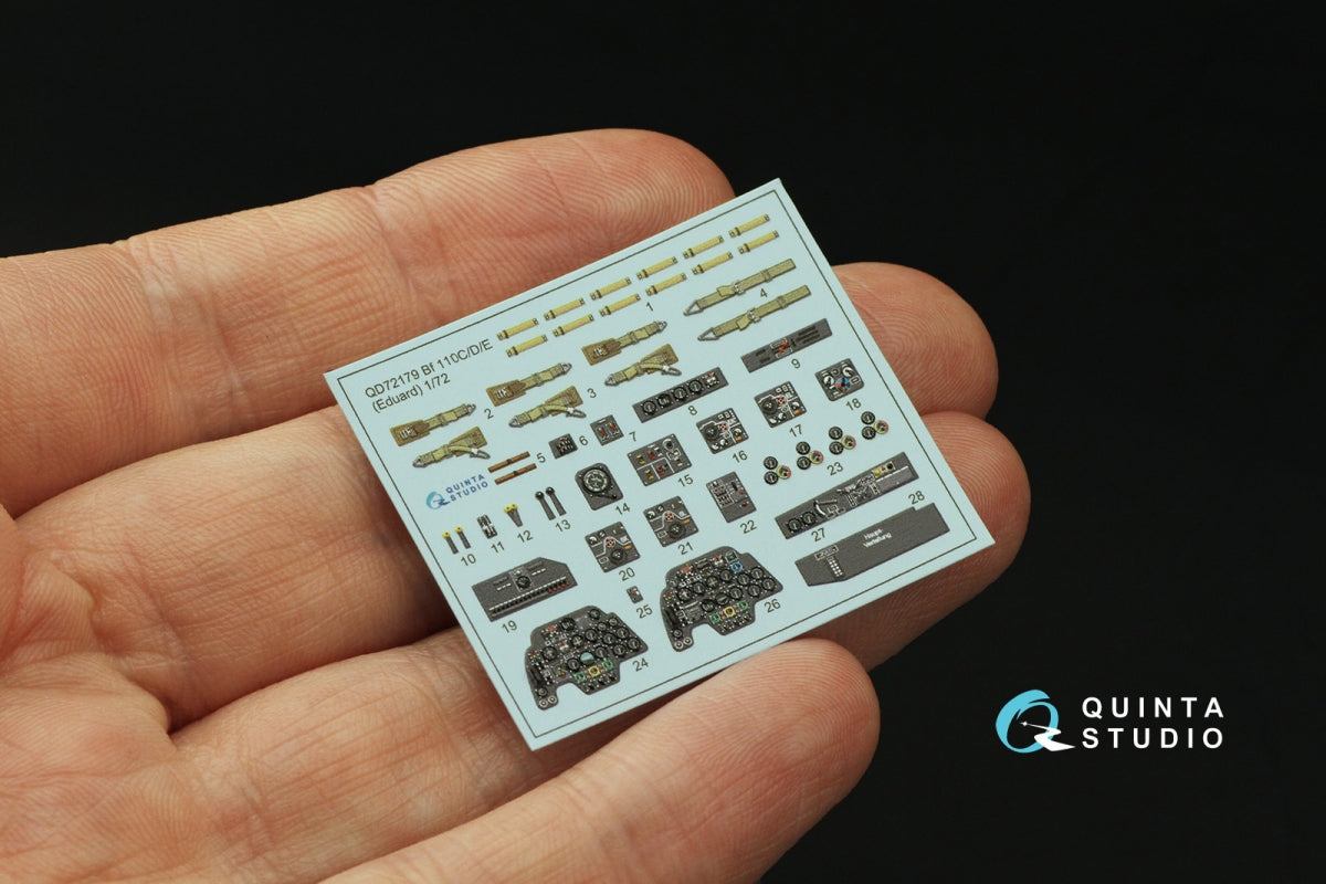 Quinta Studio QD72179 Bf 110C/D/E 3D-Printed &amp;amp; colored Interior on decal paper (Eduard) 1/72 – image 3