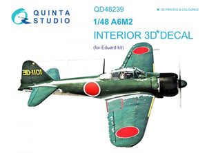 Quinta Studio QD48239 A6M2 Zero 3D-Printed &amp;amp; colored Interior on decal paper (Eduard) 1/48