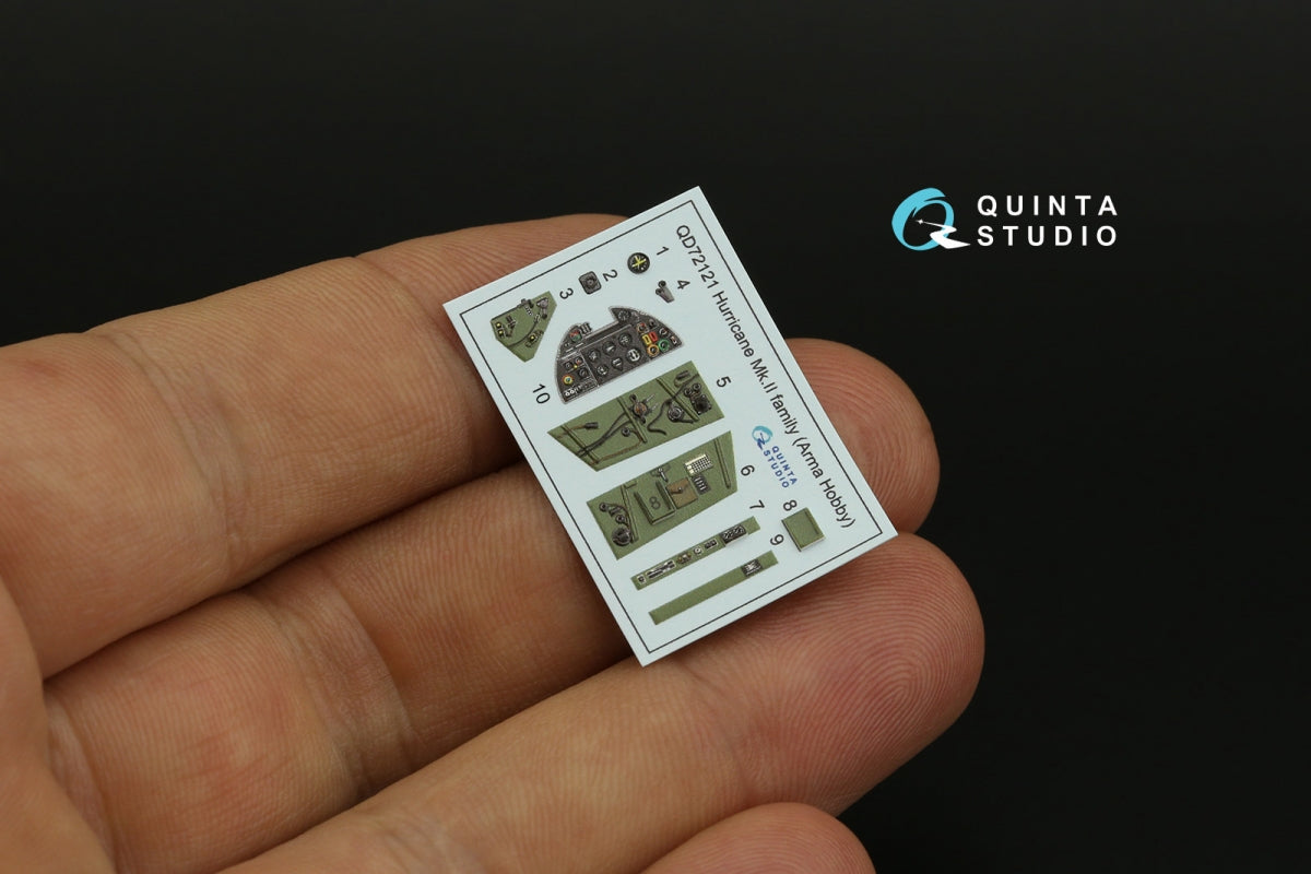 Quinta Studio QD72121 Hurricane Mk.II family 3D-Printed colored Interior on decal paper (Arma Hobby) 1/72 – obrázek 9