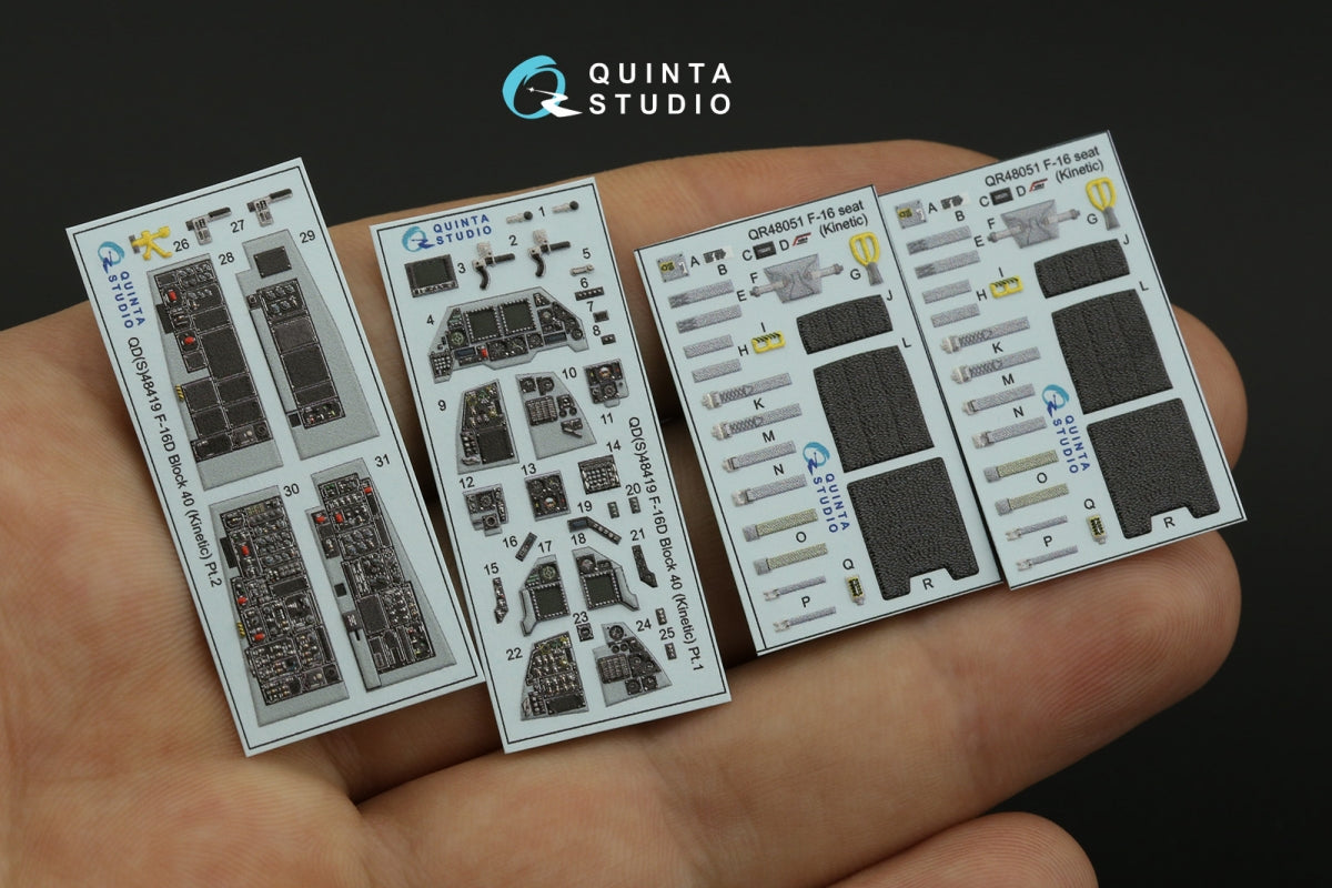 Quinta Studio QD48419 F-16D block 40 3D-Printed &amp;amp; colored Interior on decal paper (Kinetic 2022 tool) 1/48 – obrázek 4