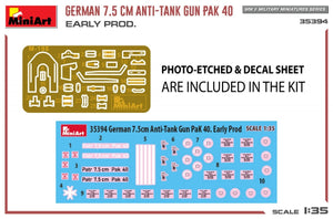 MiniArt 35394 GERMAN 7.5CM ANTI-TANK GUN PAK 40. EARLY PROD 1/35 – imagen 2
