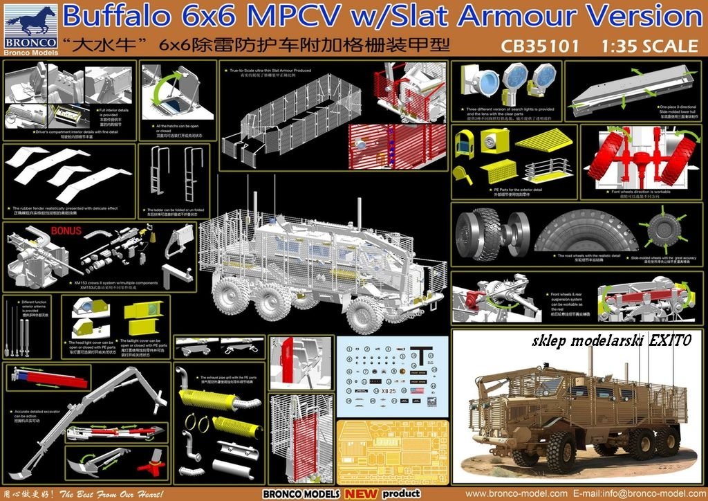 Bronco CB35101 Buffalo 6x6 MPCV w/Slat Armor Version (1/35) – image 2