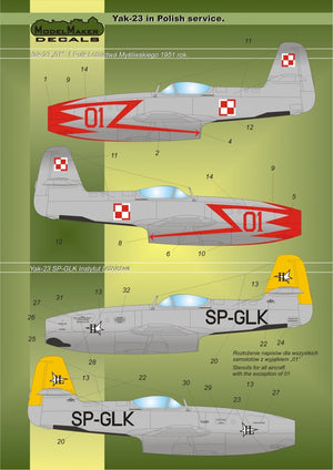ModelMaker Decals D48019 Yak-23 in Polish service 1/48 – obrázek 2