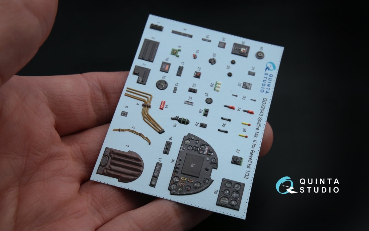 Quinta Studio QD32043 Spitfire Mk. II 3D-Printed &amp;amp; colored Interior on decal paper (for Revell kit) 1/32 – Bild 3