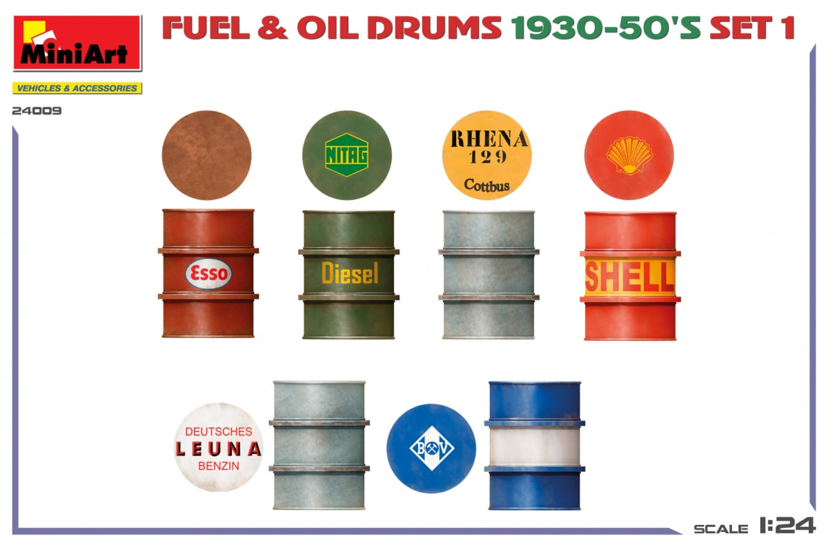 MiniArt 24009 FUEL OIL DRUMS 1930-50&amp;#39;S SET 1. GERMAN TYPE 1/24 – image 3