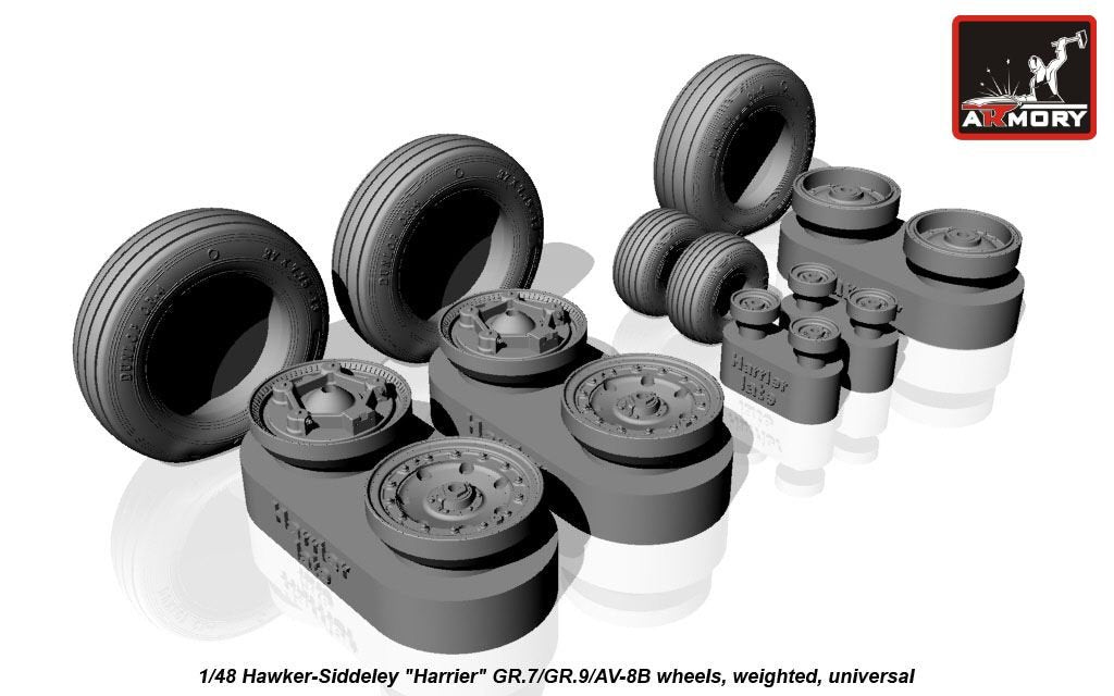 Armory Models AW48405 Hawker-Siddeley Harrier GR.7/GR.9/AV-8B wheels w/ weighted tires 1/48 – Bild 2
