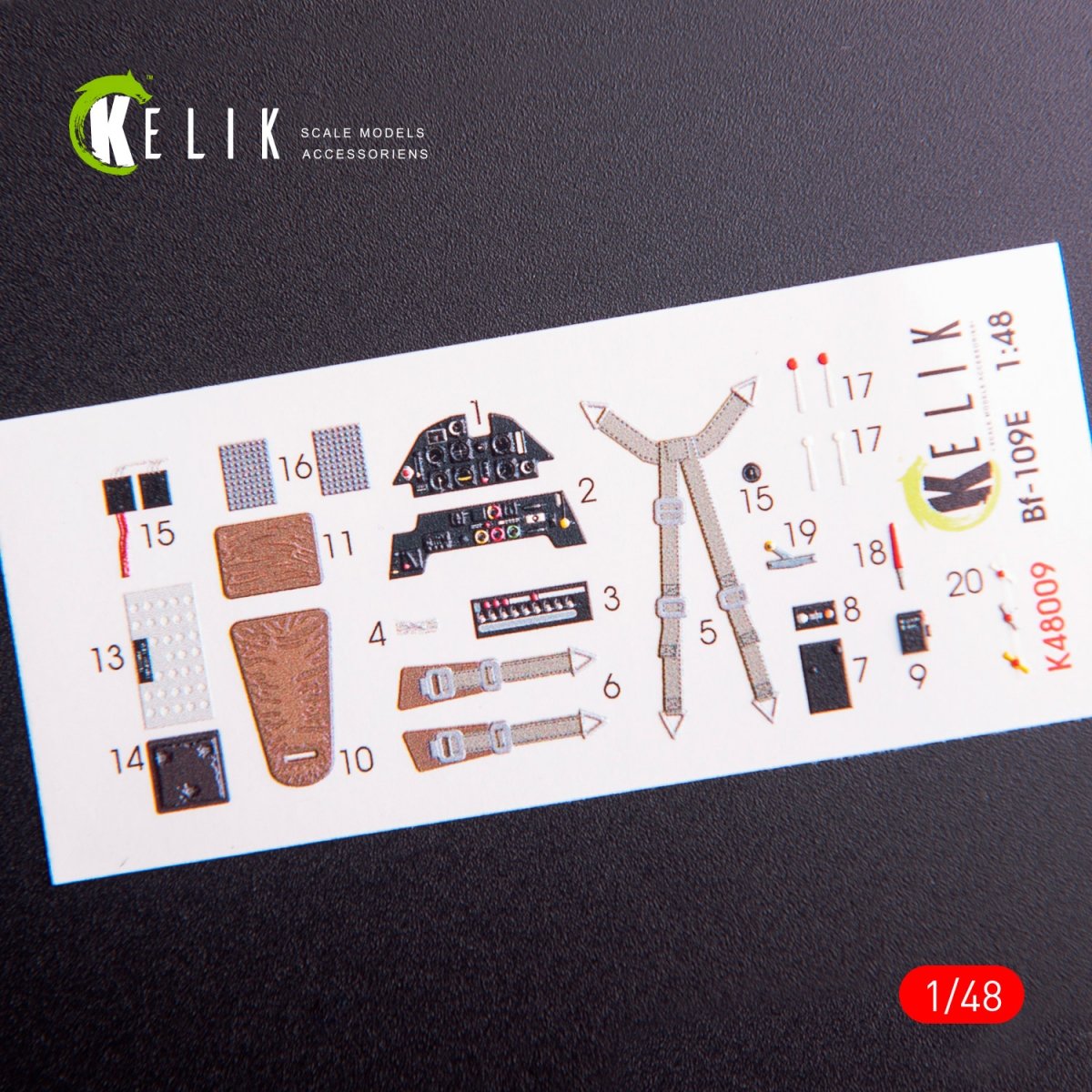 KELIK K48009 BF-109E INTERIOR 3D DECALS FOR WINGSYKITS KIT 1/48 – immagine 2