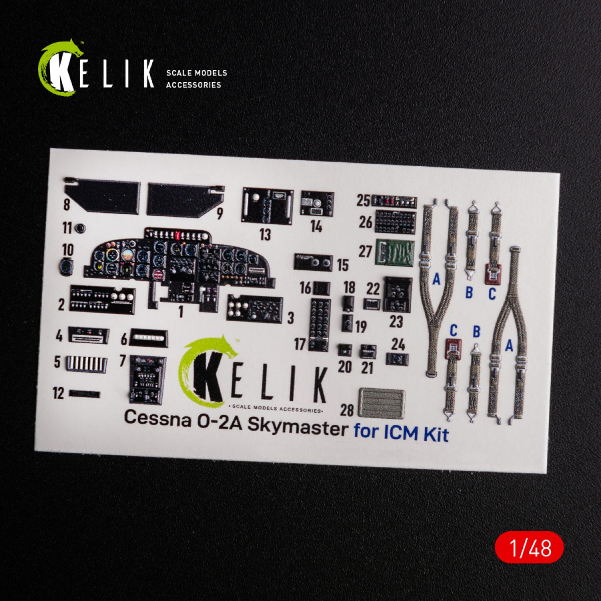 KELIK K48079 O-2A Skymaster interior 3D decals small version for ICM kit 1/48 – image 2