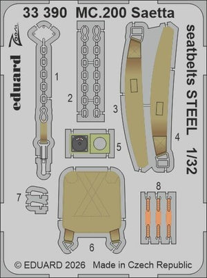 Eduard 33390 Macchi MC.200 Saetta - Steel Seatbelts (for Italeri Kits) 1/32
