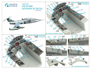 Quinta Studio QD32130 TF-104G 3D-Printed &amp;amp; colored Interior on decal paper (Italeri) 1/32 – image 2