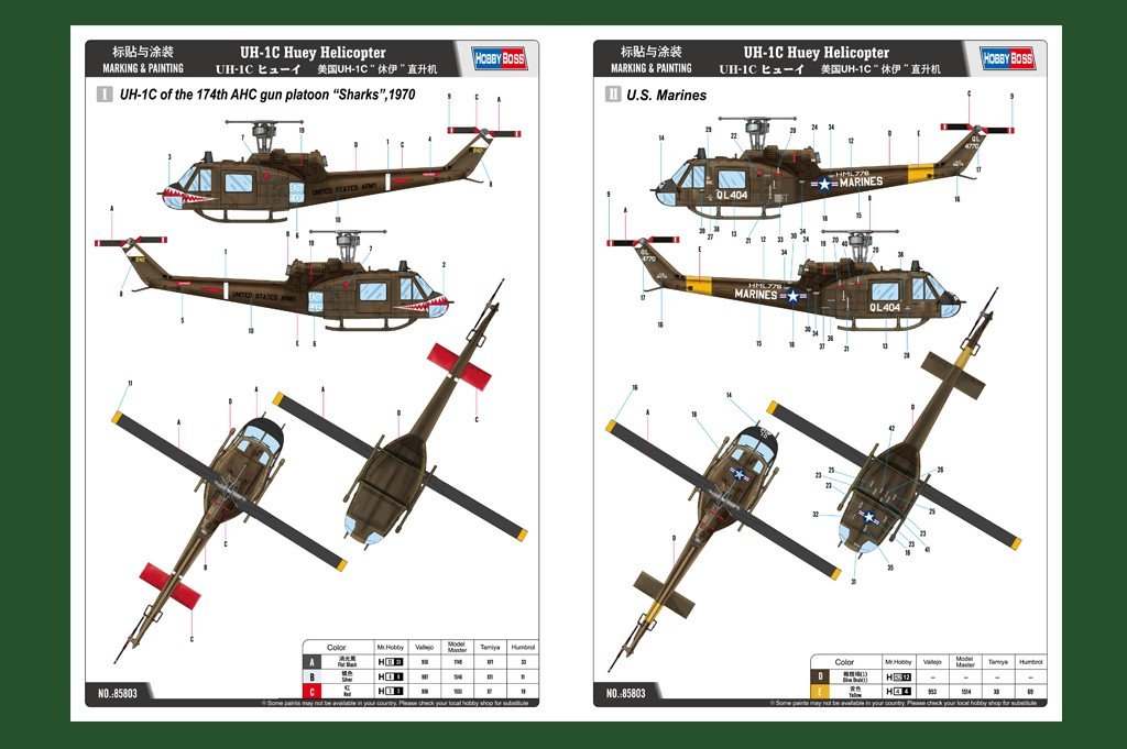 Hobby Boss 85803 UH-1C Huey Helicopter 1/48 – obrázek 3
