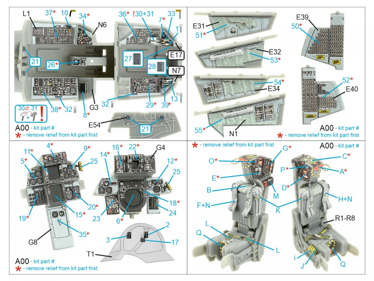 Quinta Studio QD48395 F-14A 3D-Printed &amp;amp; colored Interior on decal paper (Hobby Boss) 1/48 – image 2