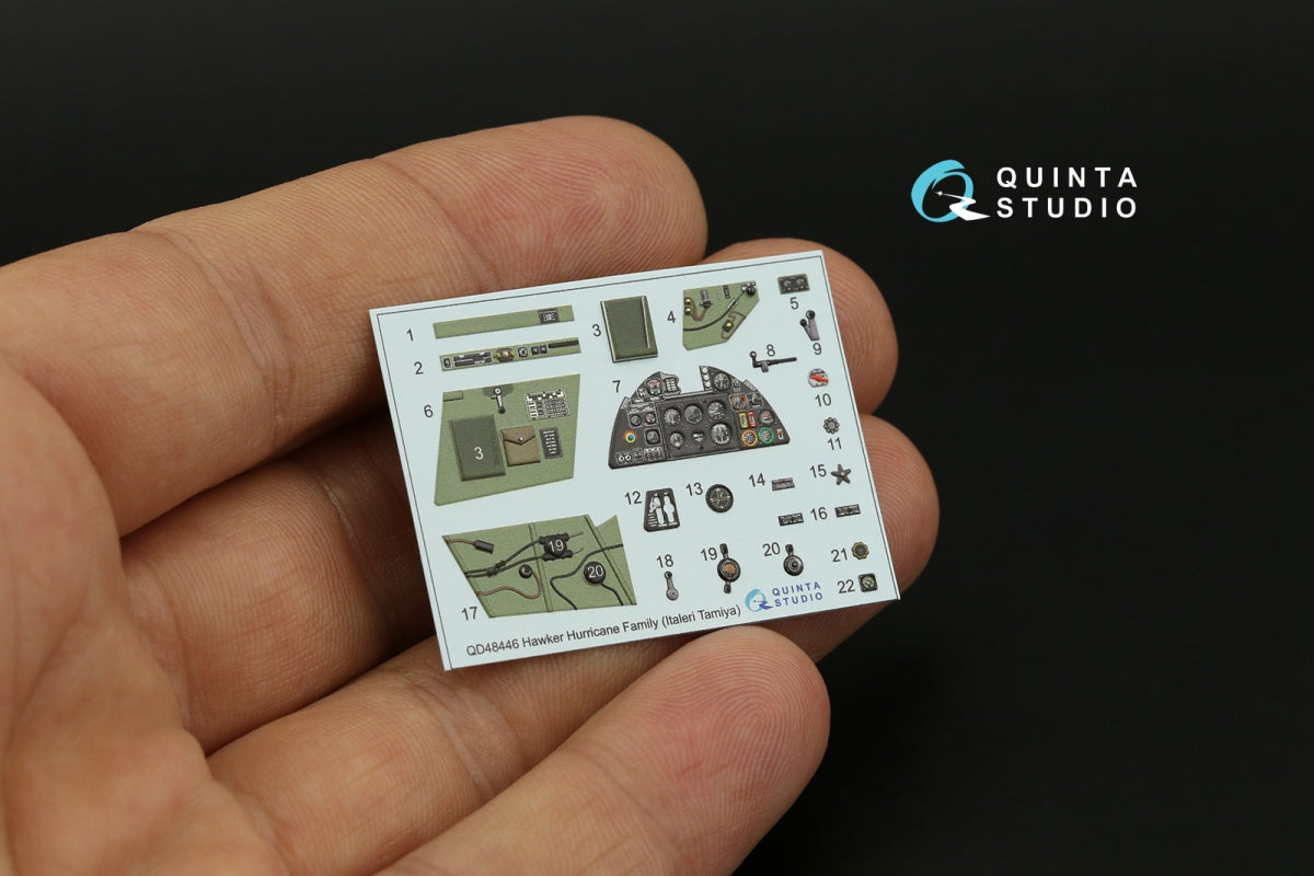 Quinta Studio QD48446 Hurricane family 3D-Printed colored Interior on decal paper (Italeri/Tamiya) 1/48 – obrázek 3