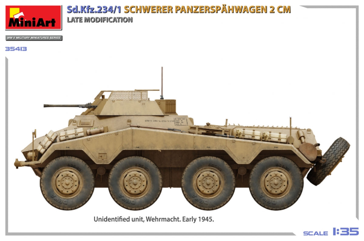 MiniArt 35413 Sd.Kfz.234/1 Schwerer Panzerspähwagen (2 cm). Late Mod 1/35 – obrázek 4