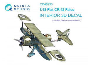 Quinta Studio QD48230 Fiat CR.42 3D-Printed &amp;amp; colored Interior on decal paper (Italeri) 1/48