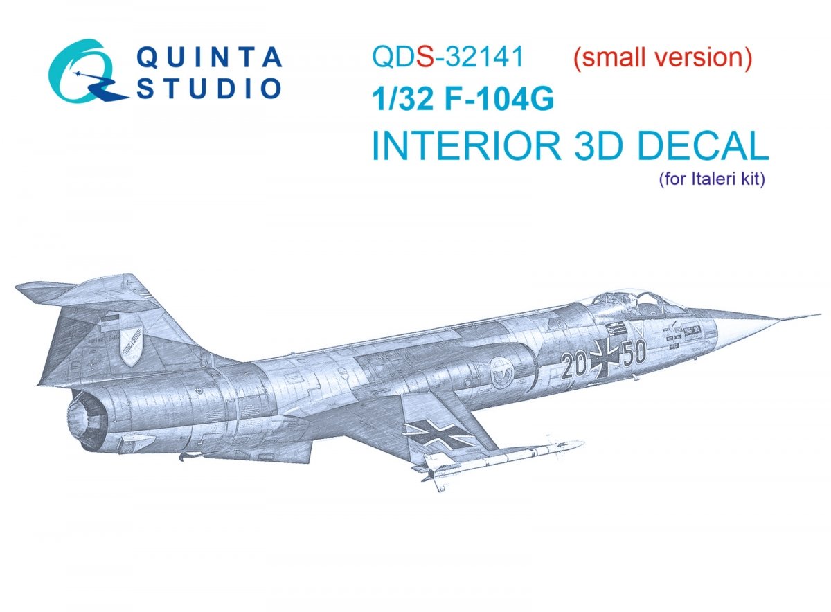 Quinta Studio QDS-32141 F-104G 3D-Printed &amp;amp; colored Interior on decal paper (Italeri) (small version) 1/32