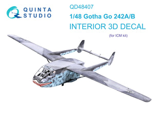 Quinta Studio QD48407 Go 242A-B 3D-Printed colored Interior on decal paper (ICM) 1/48