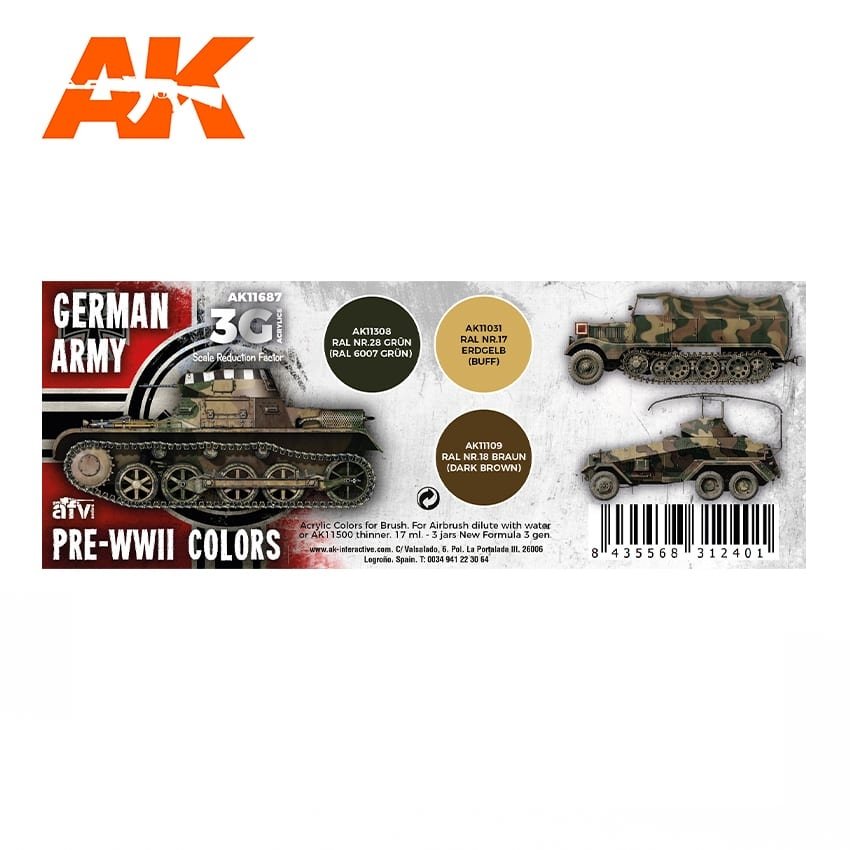 AK Interactive AK11687 3G GERMAN ARMY PRE-WWII COLORS 3x17 ml – image 2