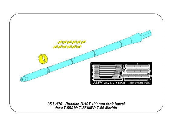 Aber 35L-170 Russian D-10T 100mm tank Barrel for T-55AM; T-55 AMV or T-55 Merida 1/35 – image 19